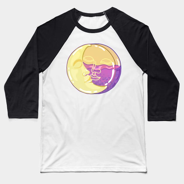 Vintage Sun and Moon Faces Baseball T-Shirt by NOSSIKKO